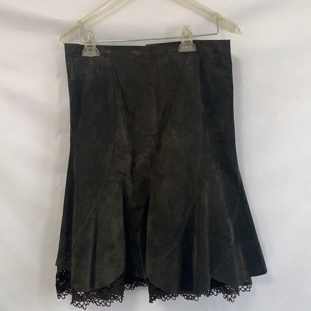 ODILLE ANTHROPOLOGIE‎ LEATHER BROWN SKIRT SIZE 4